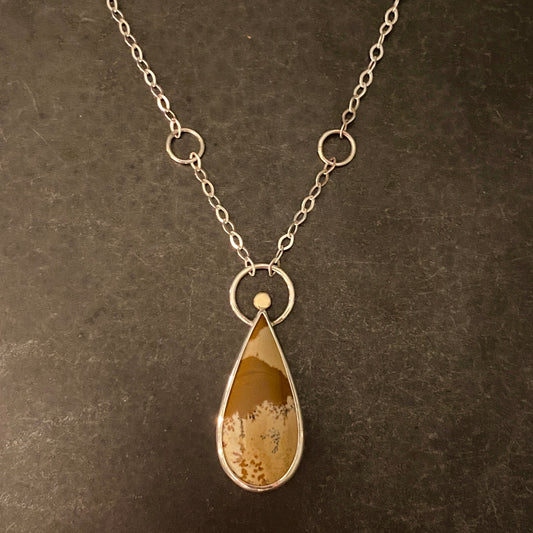 Jasper Pendant with Gold Sun